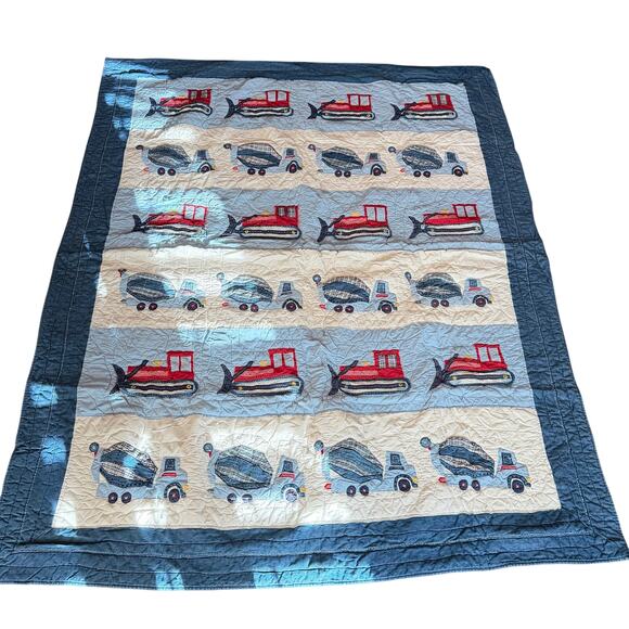 Pottery Barn Kids Construction Quilt with Matching Sheet Set Twin